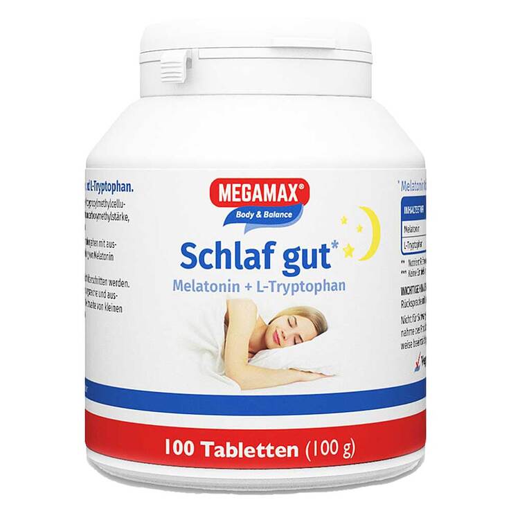Schlaf Gut Melatonin + L-Tryptophan Tabletten, 100 St