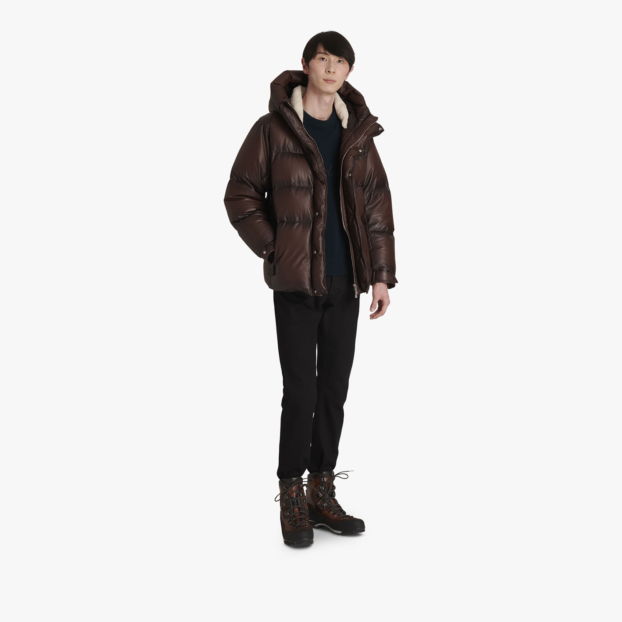 Doudoune En Cuir Patine