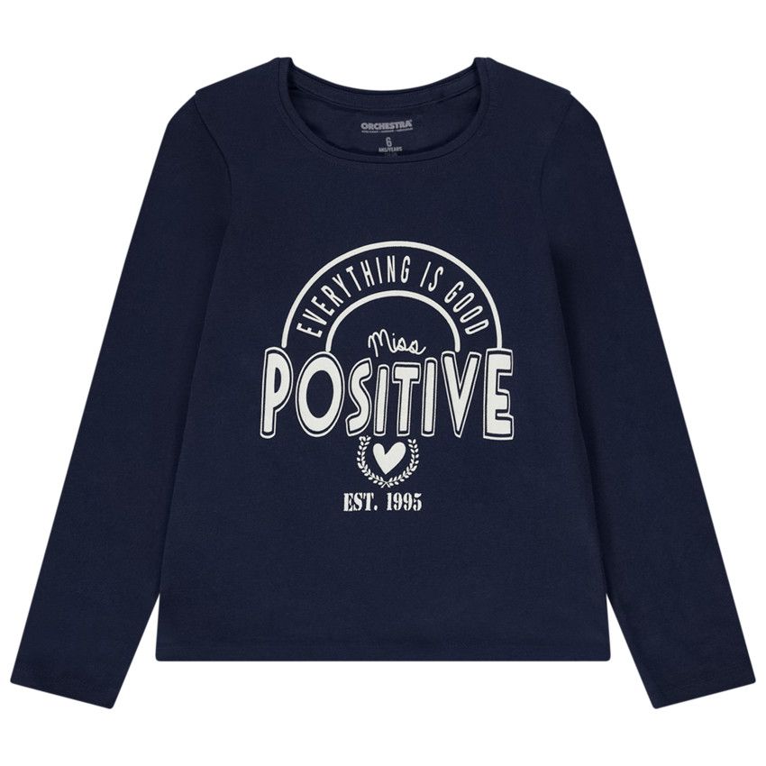 T-shirt manches longues print fantaisie pour fille - Bleu marine
