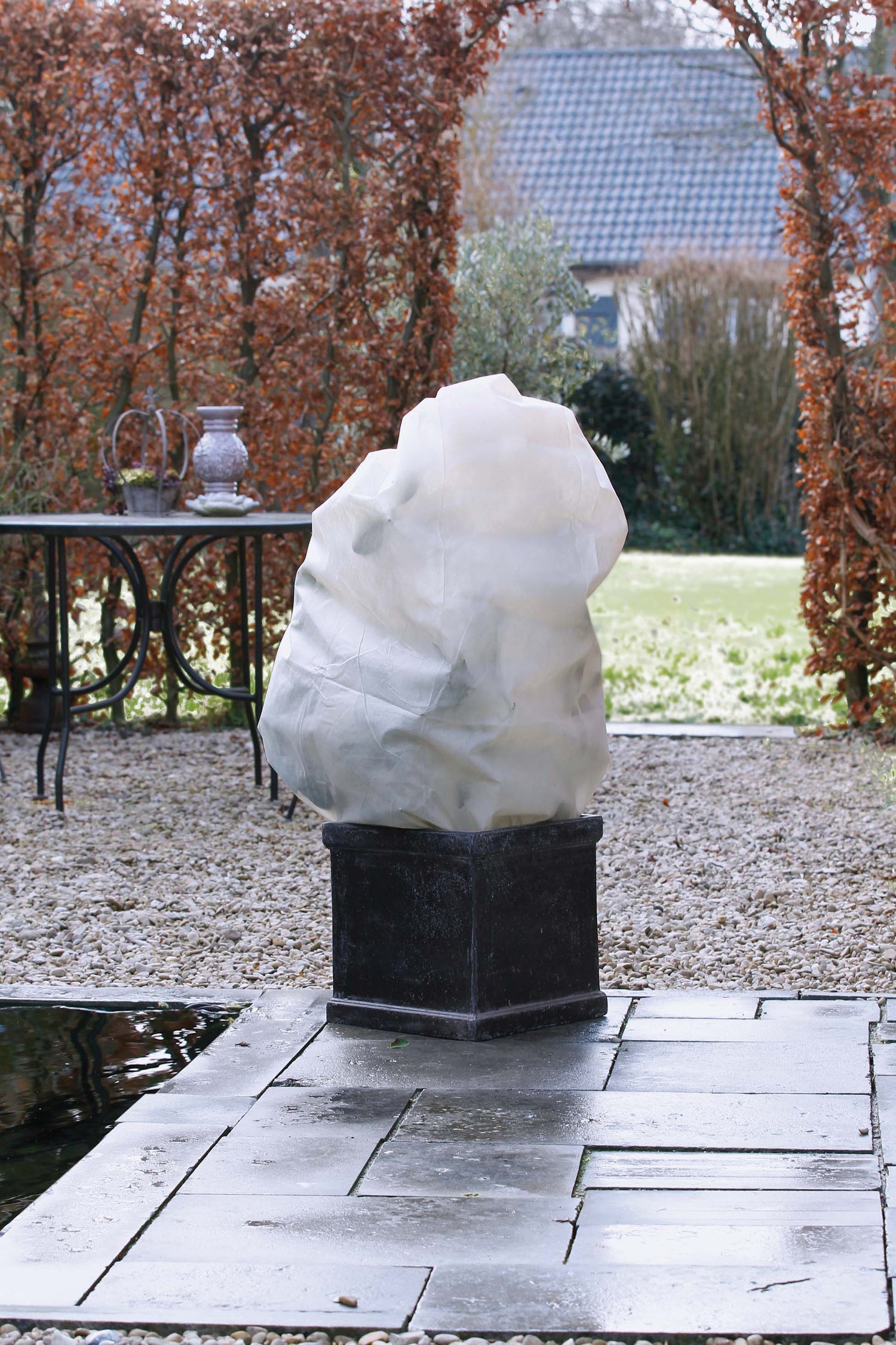 Nature winterhoes met koord D100cm x 1,50m 50 g/m² beige