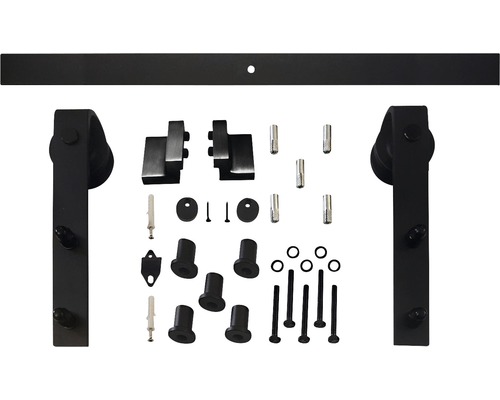 Intersteel Pure Barn Door Complete schuifdeurset basis, zwart, 93x211,5 cm, inclusief wit deurblad, basis schuifdeurbeslag en krukset.