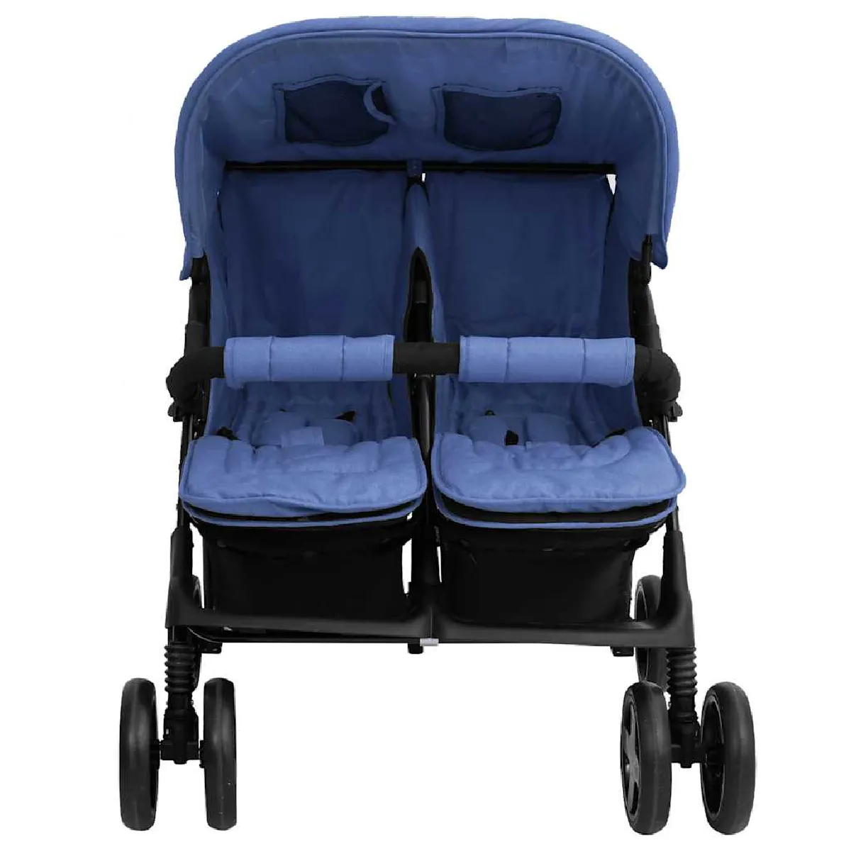 VidaXL Poussette à Deux Places Bleu Marine