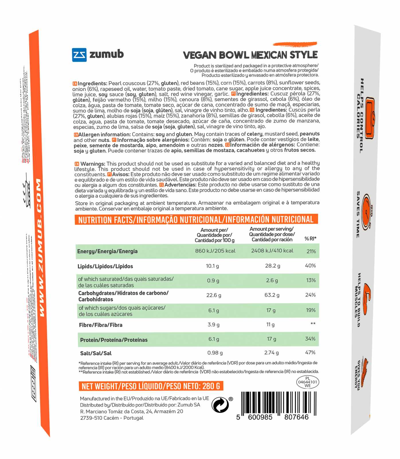 Refeição pronta Zumub Vegana Estilo Mexicano 280 g