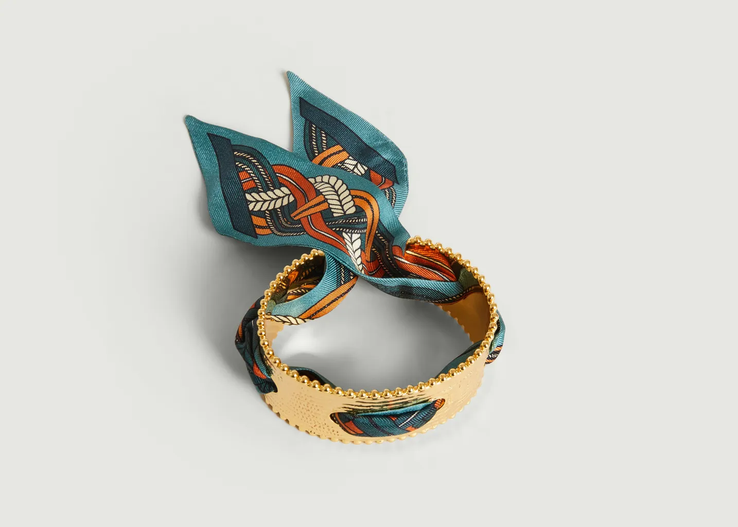 Bracelet manchette plaqué or et soie Diva Tresse An-nee
