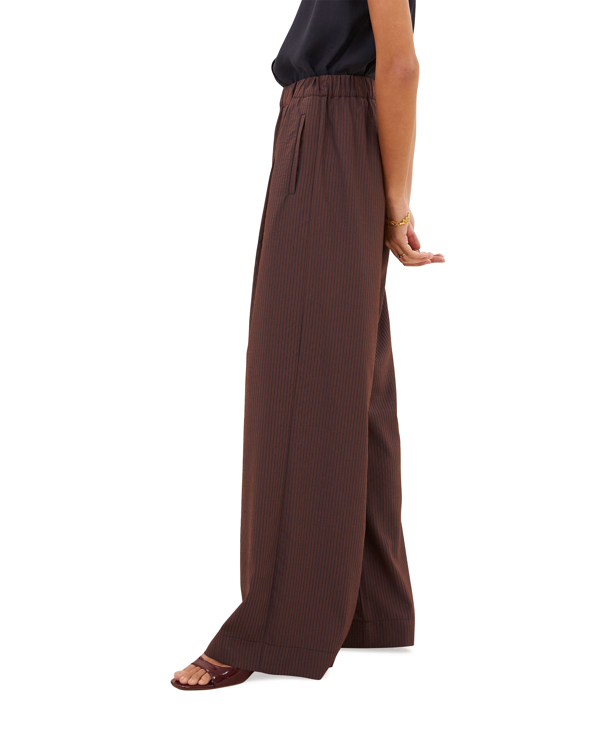 by-bar celin tan stripe dames broek bruin