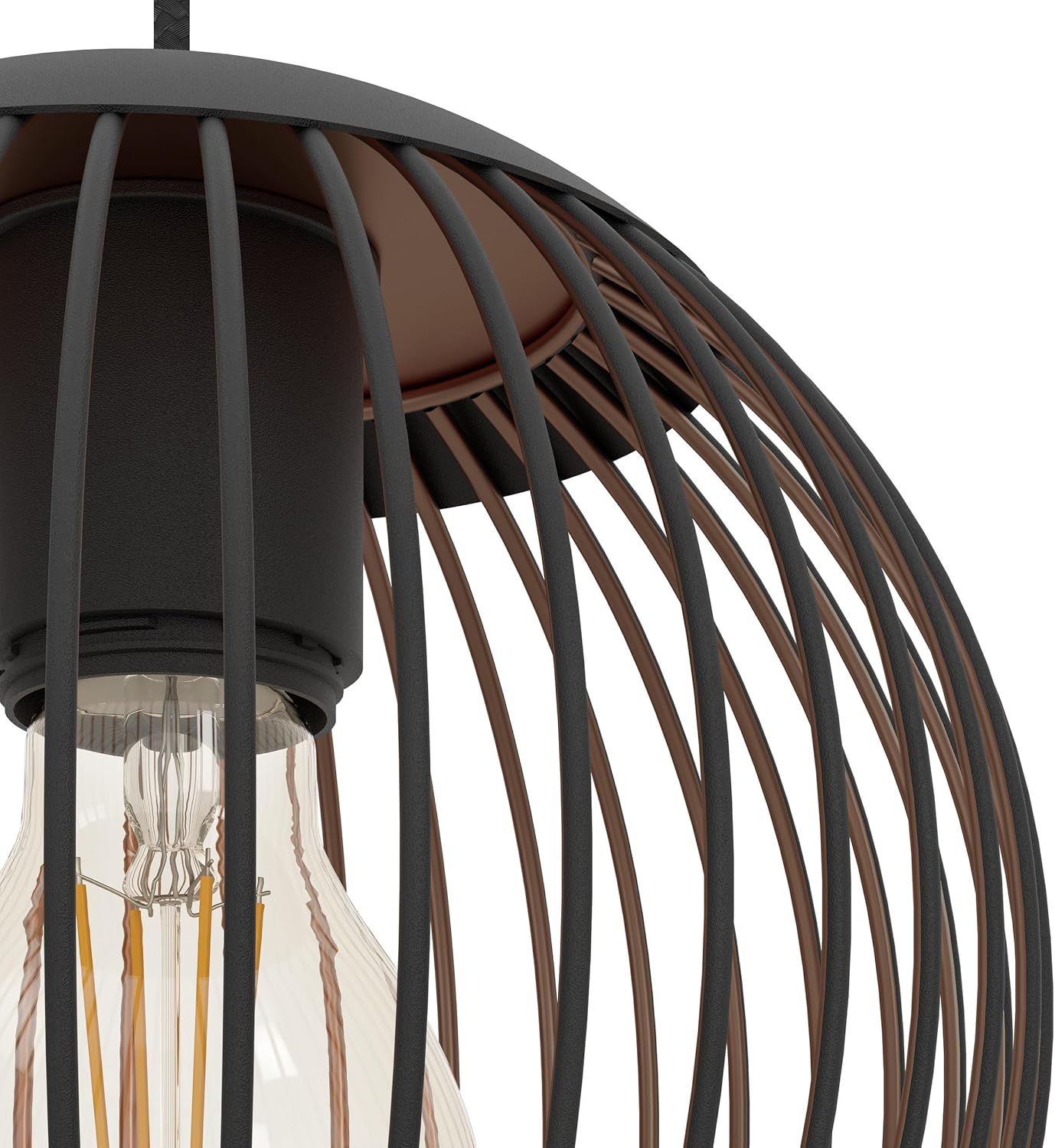 EGLO Hängelampe Almanzora, 3-flammige Pendelleuchte, Esstisch Hängeleuchte aus Metall in Schwarz und Kupfer, Esszimmerlampe hängend, E27 Fassung, 90 cm