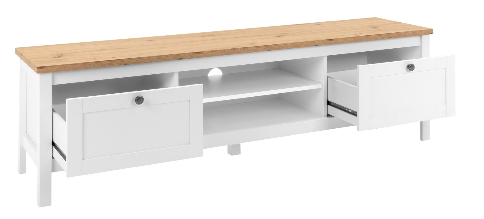 TV-Lowboard BERGEN 160 x 45 cm weiß/Artisan Oak