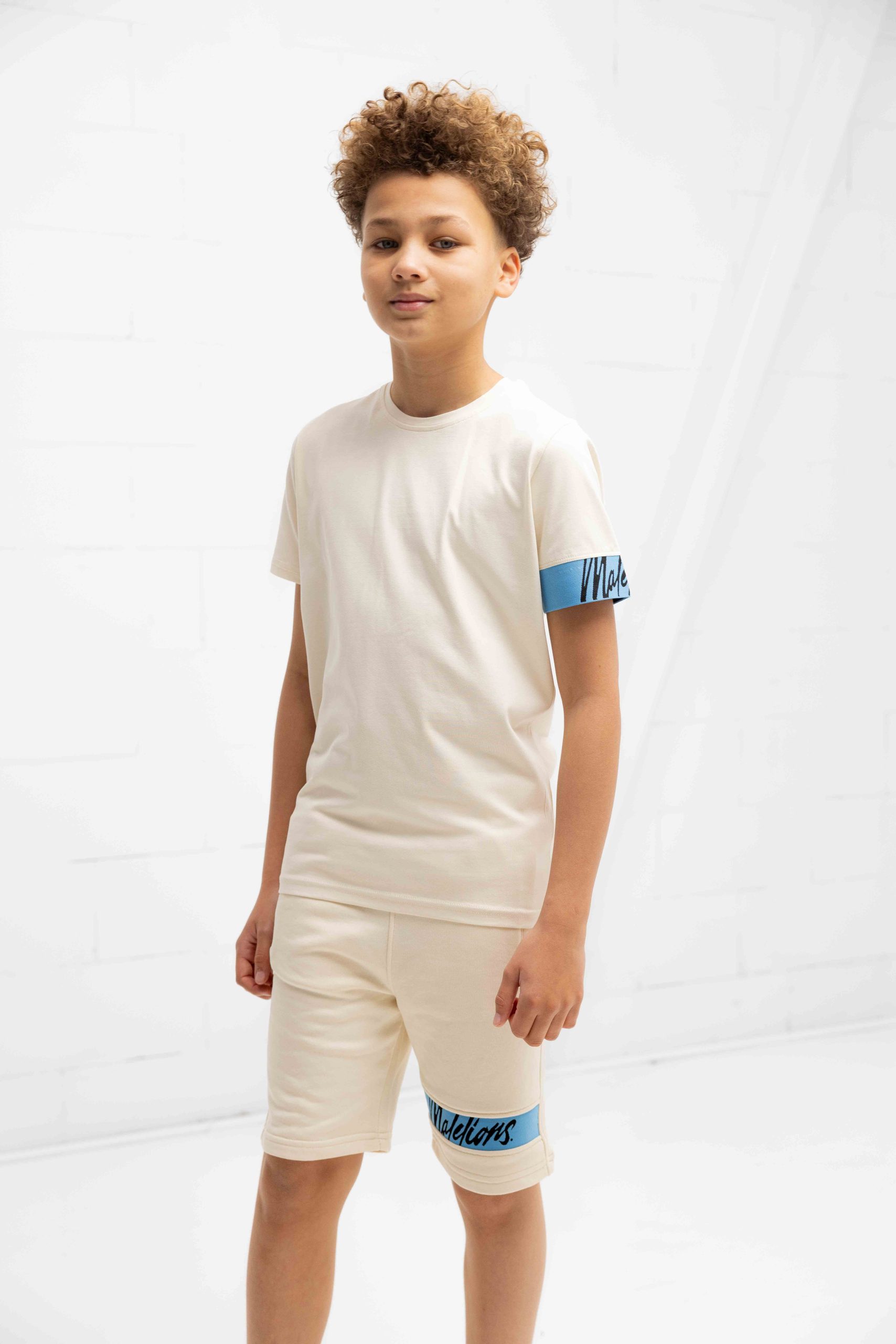 Malelions Captain 2.0 Shirt Kids Beige/Blauw