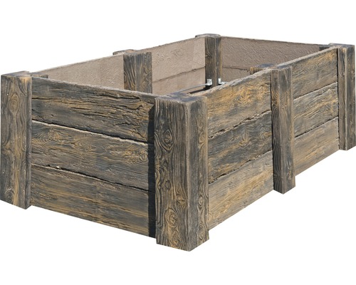 Betonnen verhoogde tuinbak Big Antique donkerbruin met voorgemonteerde draad 220 x 120 x 69 cm
