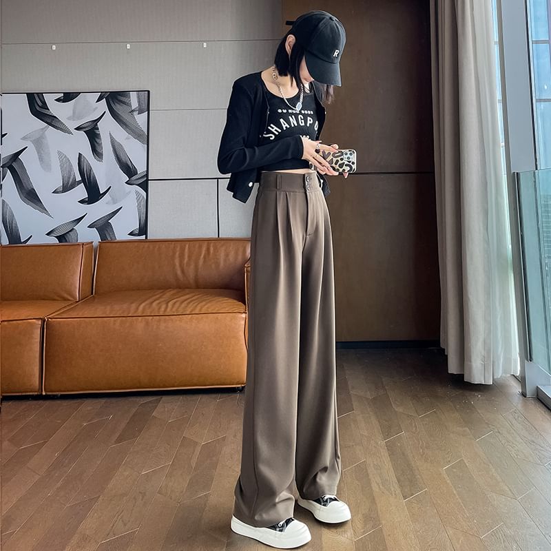 Arroba - Hoge taille effen losse broek (verschillende ontwerpen)
