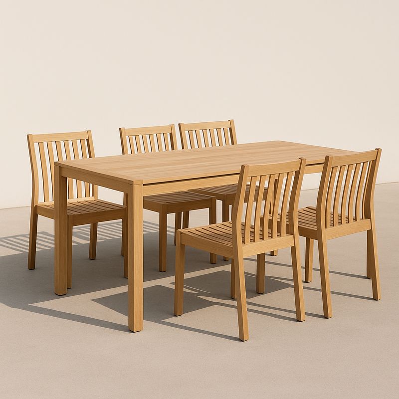 Esstisch Set mit 5 Stühlen rechteckig Massivholz Natur