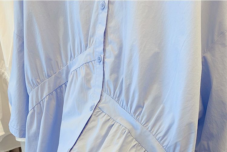 Cossita - Blouse met asymmetrische ruches en elleboogmouwen