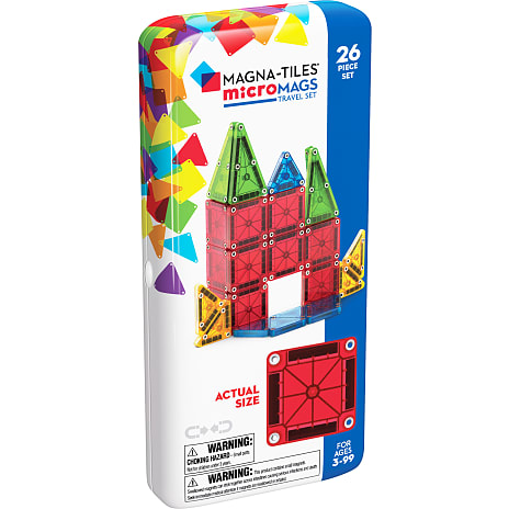 Magna-Tiles micromags i metal-rejseæske - 26 dele