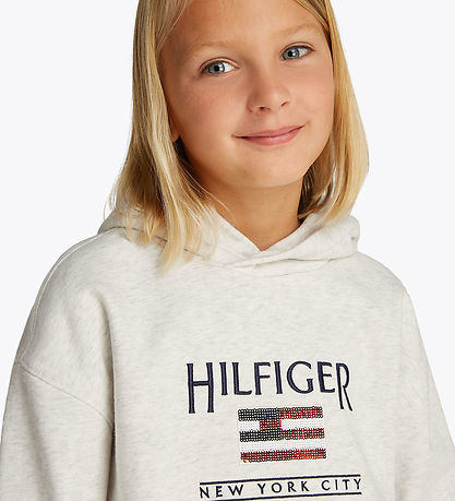 Tommy Hilfiger Kapuzenpullover - Kurz - Pailletten Flagge - Snow