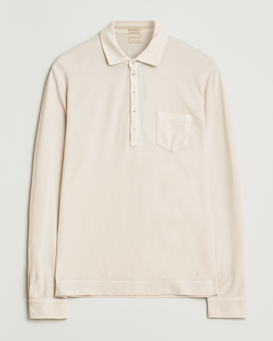 Massimo Alba Ischia Cotton/Cashmere Long Sleeve Polo Off White