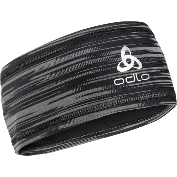 Bandeau ski de fond ODLO HEADBAND POLYKNIT LIGHT ECO PRINT BLACK REFLECTIVE