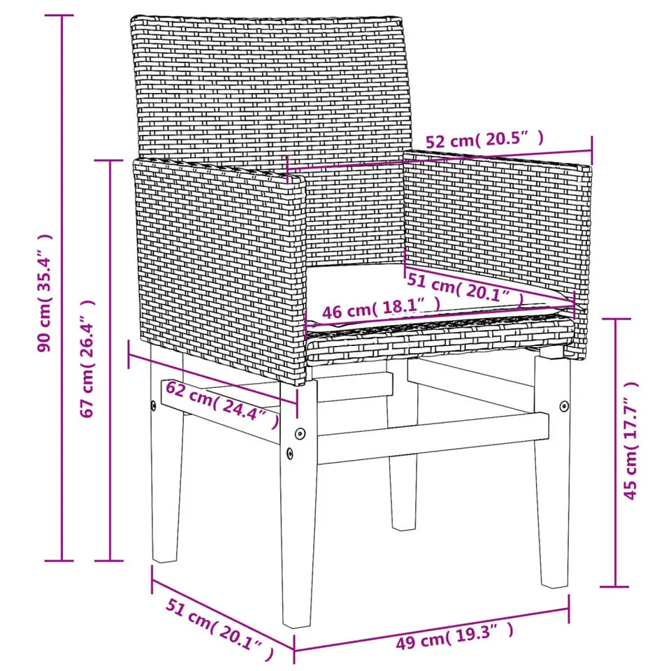 vidaXL - Tuinstoelen met kussens - Beige - Poly rattan en hout - 2 stuks