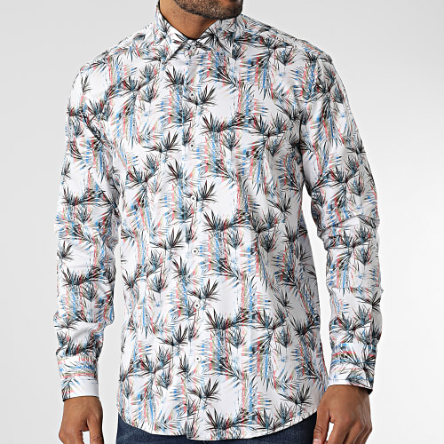 Chemise Manches Longues Floral M6601-1 Blanc