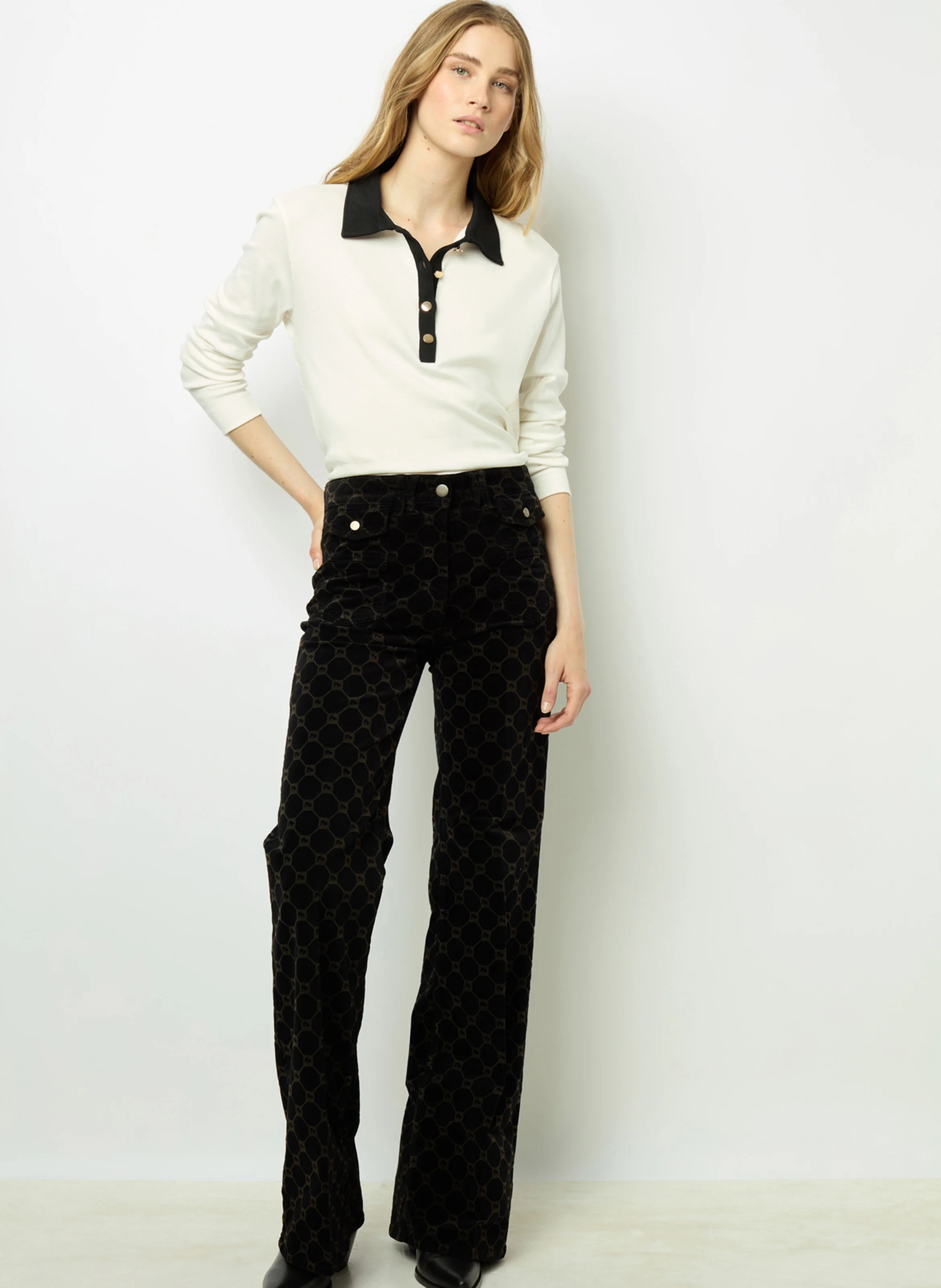 ALFREDINE - Polo manches longues en coton | Blanc