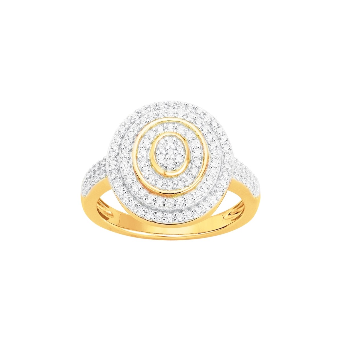 Bague en Plaqué Or avec oxyde de zirconium blanc