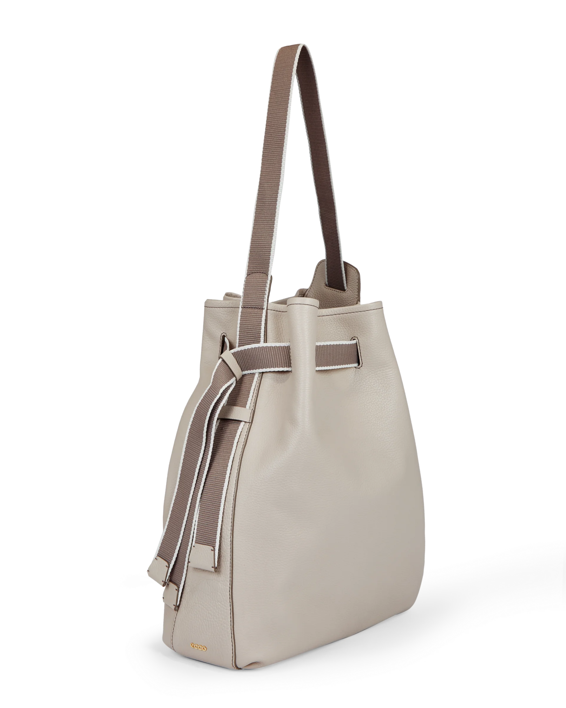 ECCO Sail Bag Hobo-Tasche aus Leder Beige 45X36X15 cm