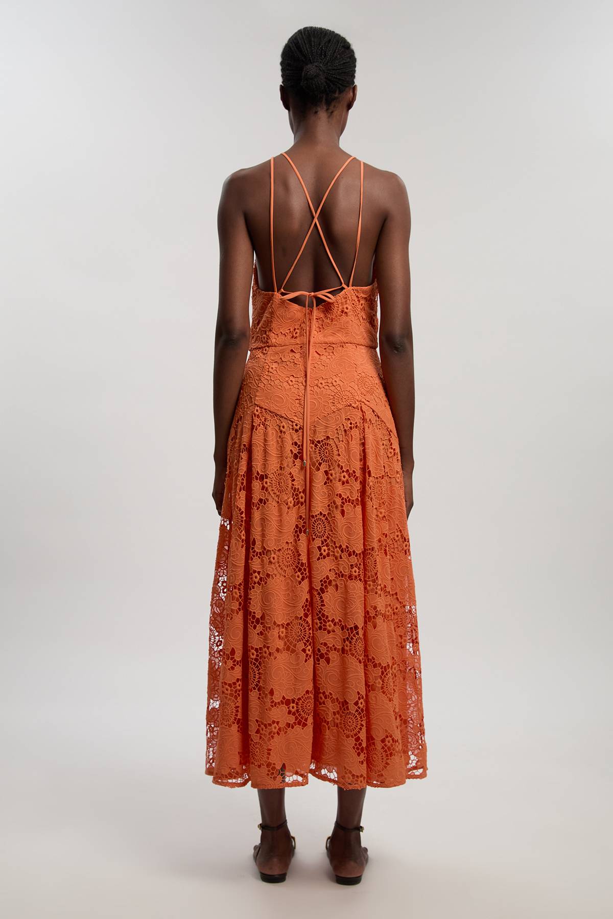 KarenMillen Robe Midi Tissée À Col Licou En Dentelle