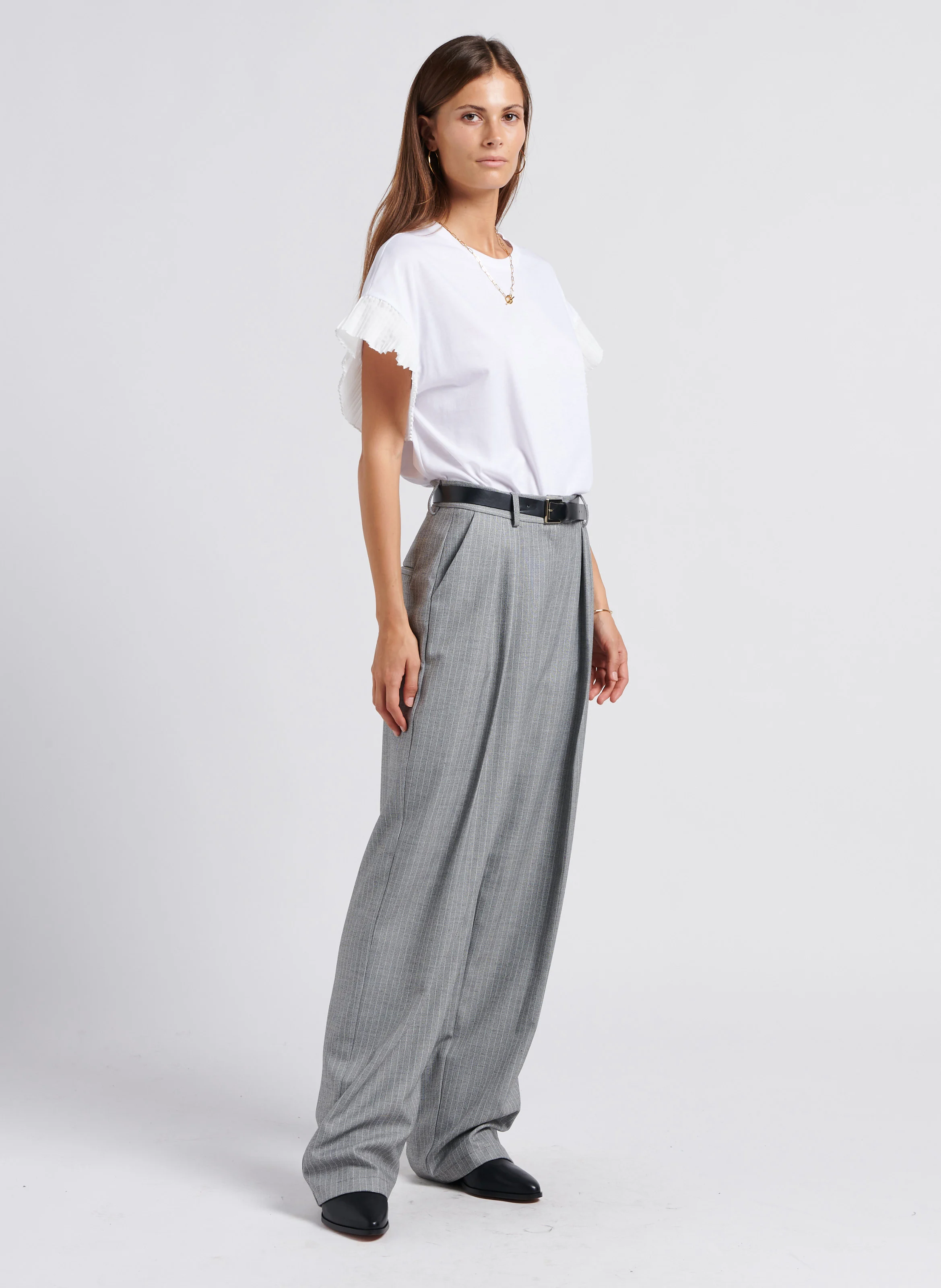 Pantalon palazzo taille haute large | Noir