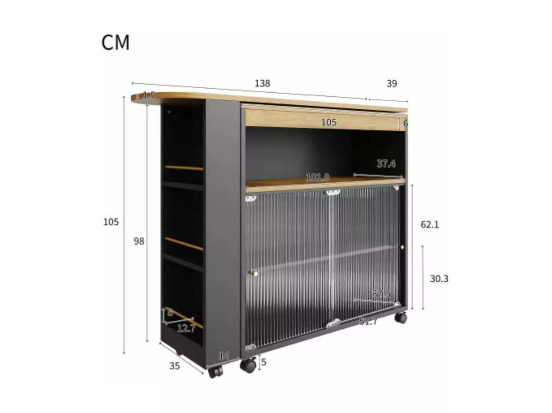 Table de bar télescopique moderne à led,d204cm×h105cm
