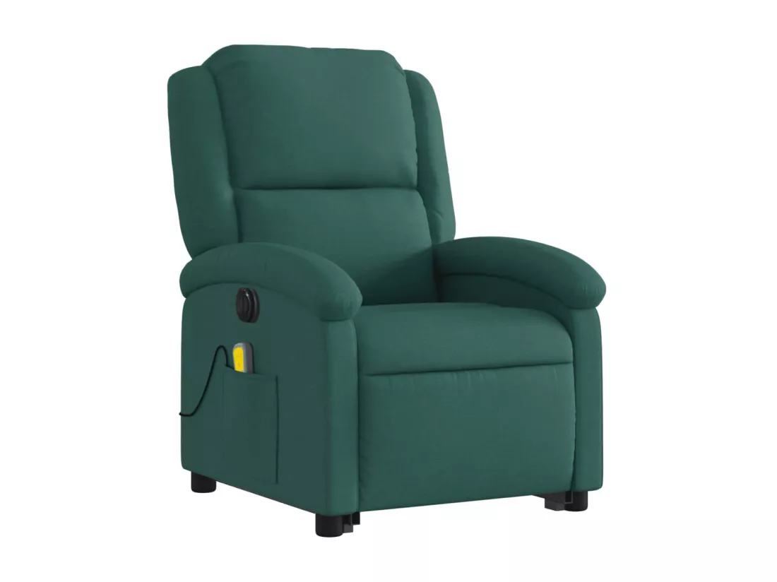 Fauteuil inclinable massant électrique Vert foncé Tissu