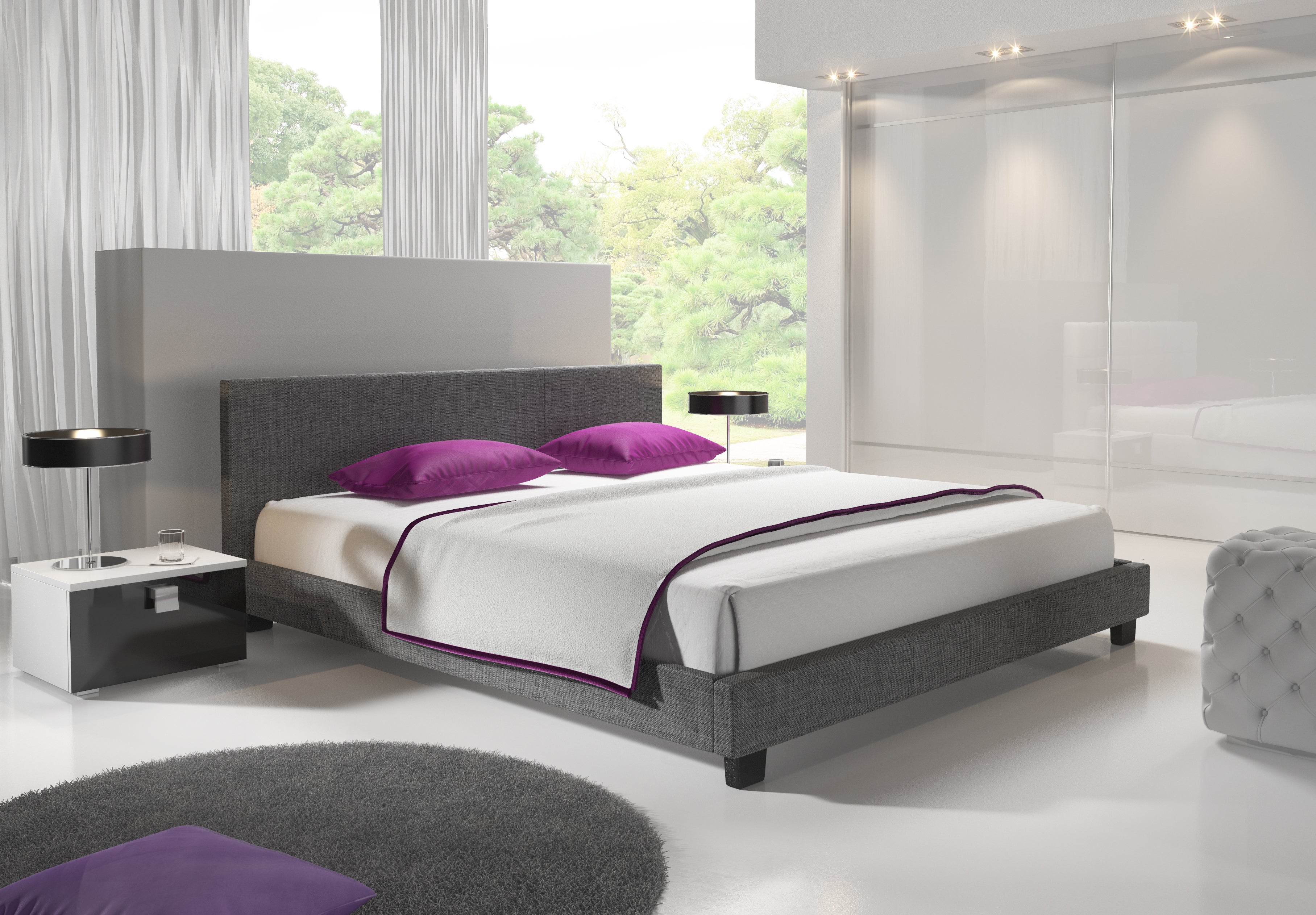 George - Tweepersoonsbed - Stof grijs - 180x200 cm