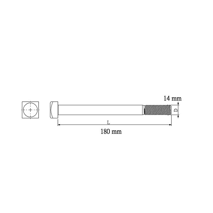 Boulon de charpente galvanisé 14 x 180 mm
