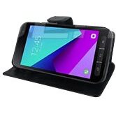 DLH Etui folio noir porte cartes avec rabat pour Samsung Galaxy Xcover 4 et Galaxy Xcover 4s (SM-G390 / SM-G398)