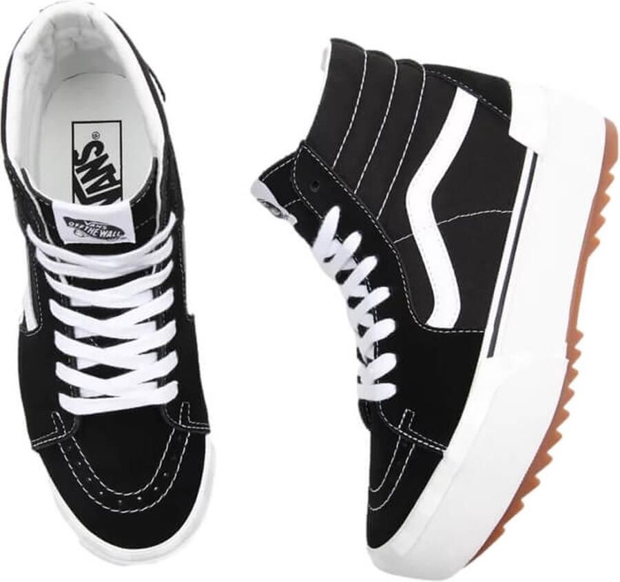 Vans Ua Sk8 Hi Stacked Suede Canvas Black Blanc Sneaker
