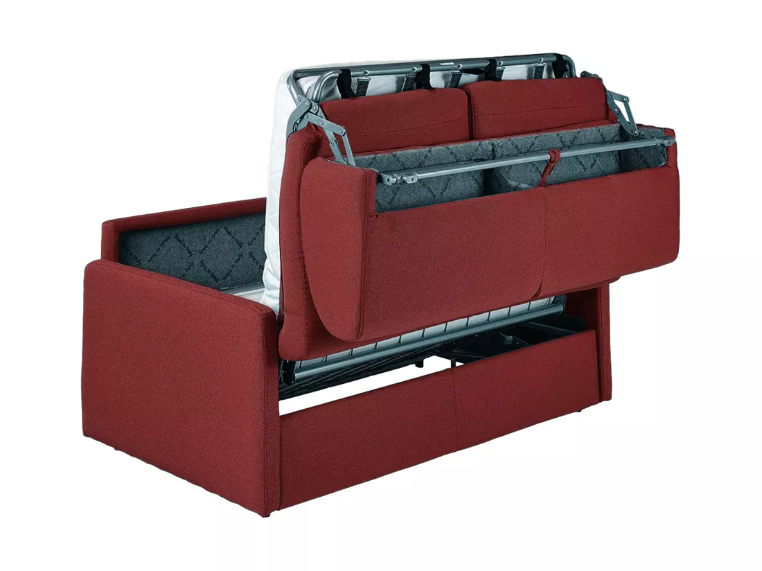 Canapé 4 places convertible express en tissu rouge - Couchage 160 cm - Matelas 18 cm CALIFE