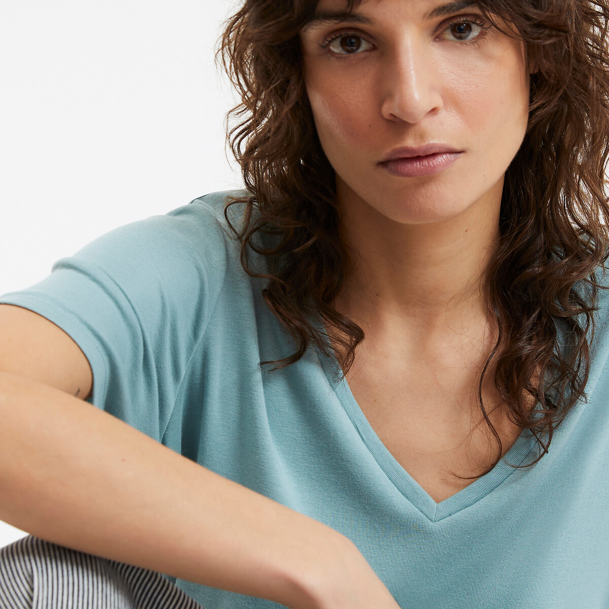 COLEÇÃO LA REDOUTE<br>Camiseta de manga curta com decote em V