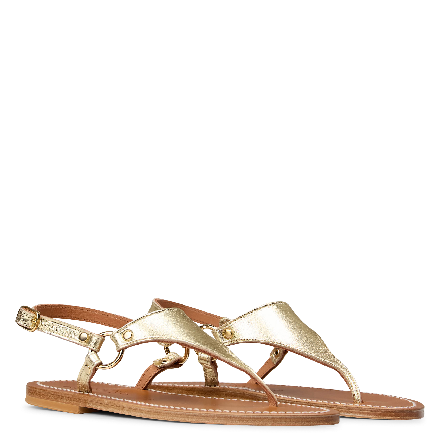 DIONYSOS - Sandales plates en cuir| Doré