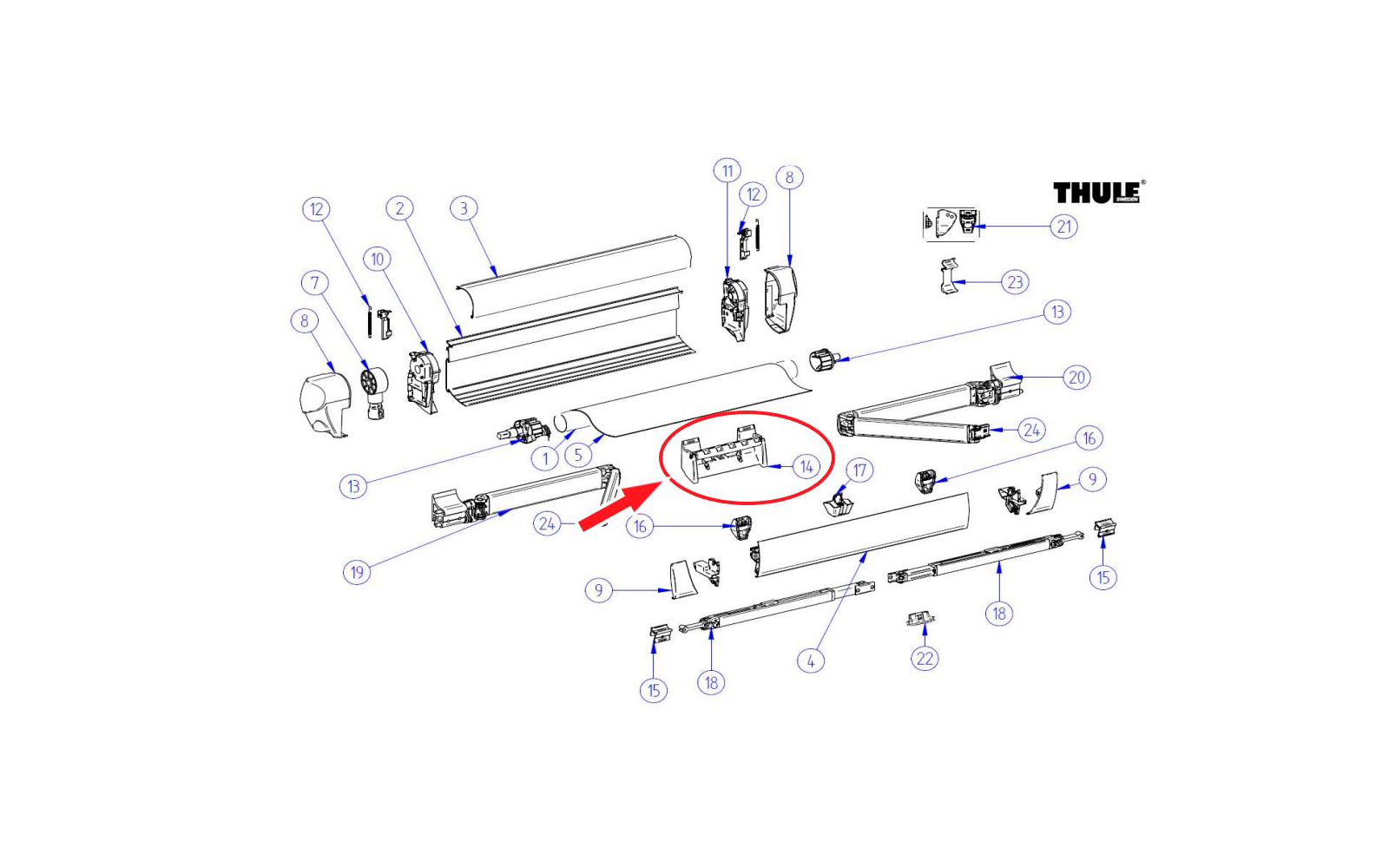 Thule Tuchführung  (ab Markisenlänge 3,5m )