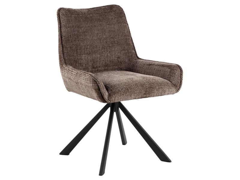 AC Design Stuhl Eddie 2 Stück, Braun Esszimmerstuhl mit Chenille-Bezug