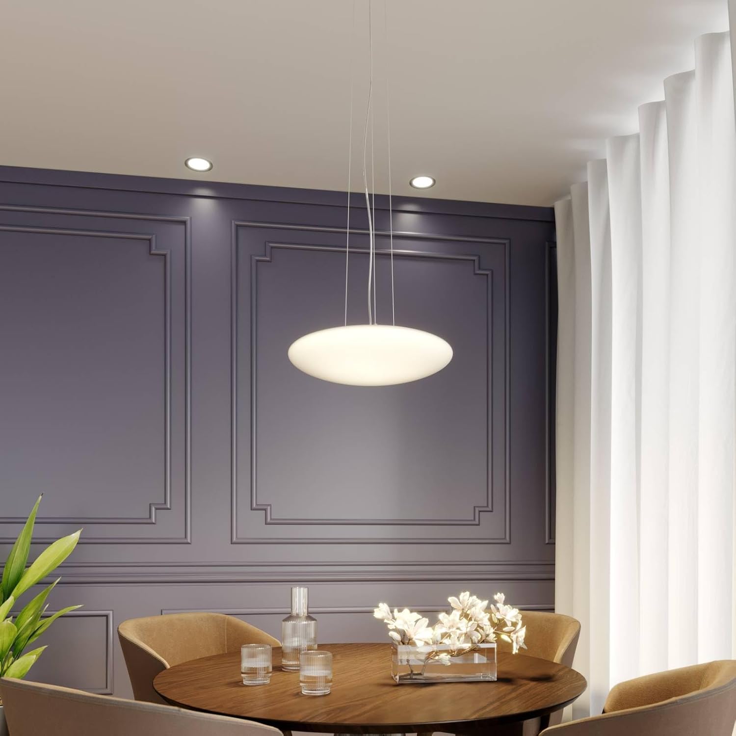 Lindby LED Pendelleuchte Gunda dimmbar (Modern) in Weiß aus Glas (1 flammig,) - Hängelampe Esstischlampe Hängeleuchte Wohnzimmerleuchte