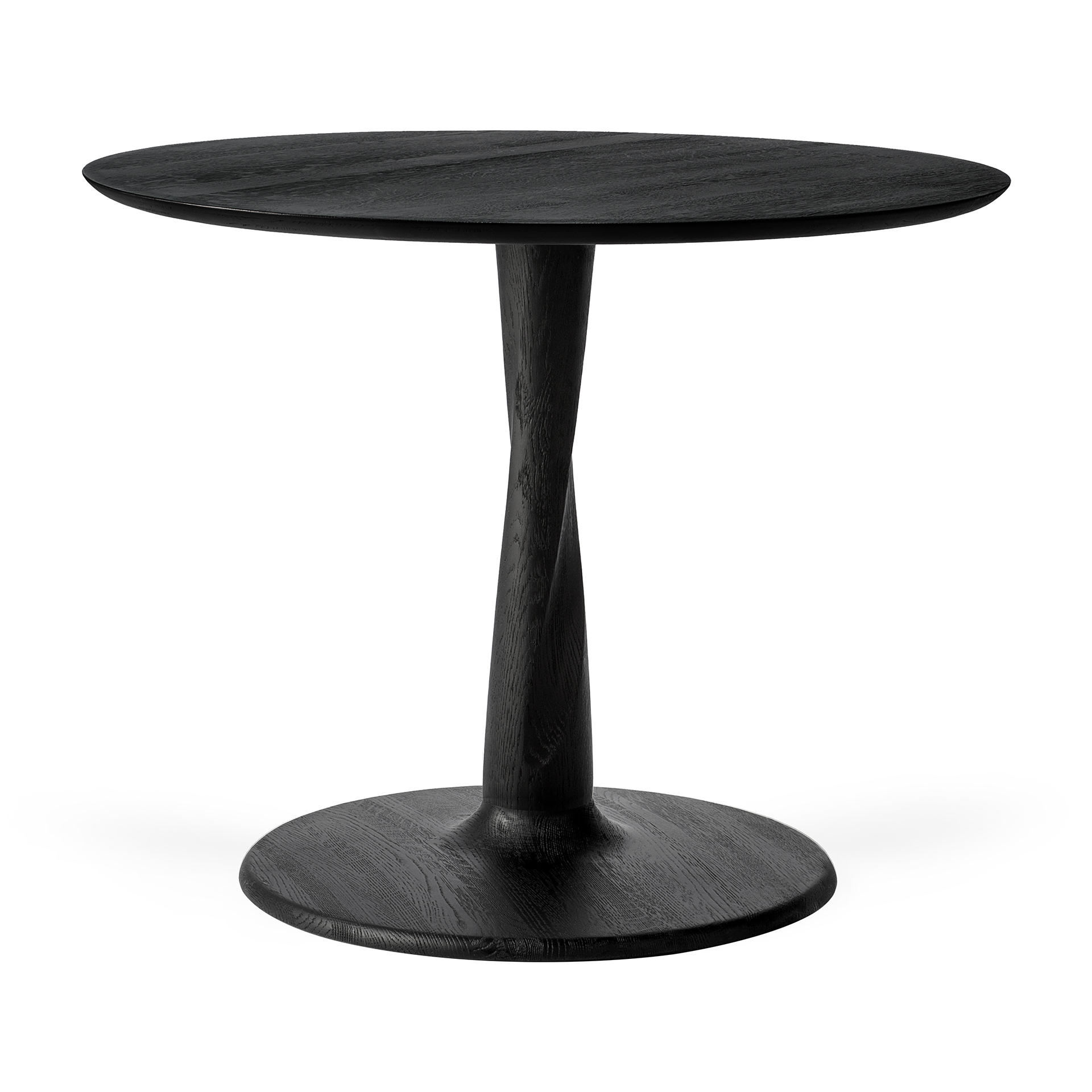 Ethnicraft - Torsion eettafel rond - eiken zwart - blad 90 cm - hoogte: laag 69cm