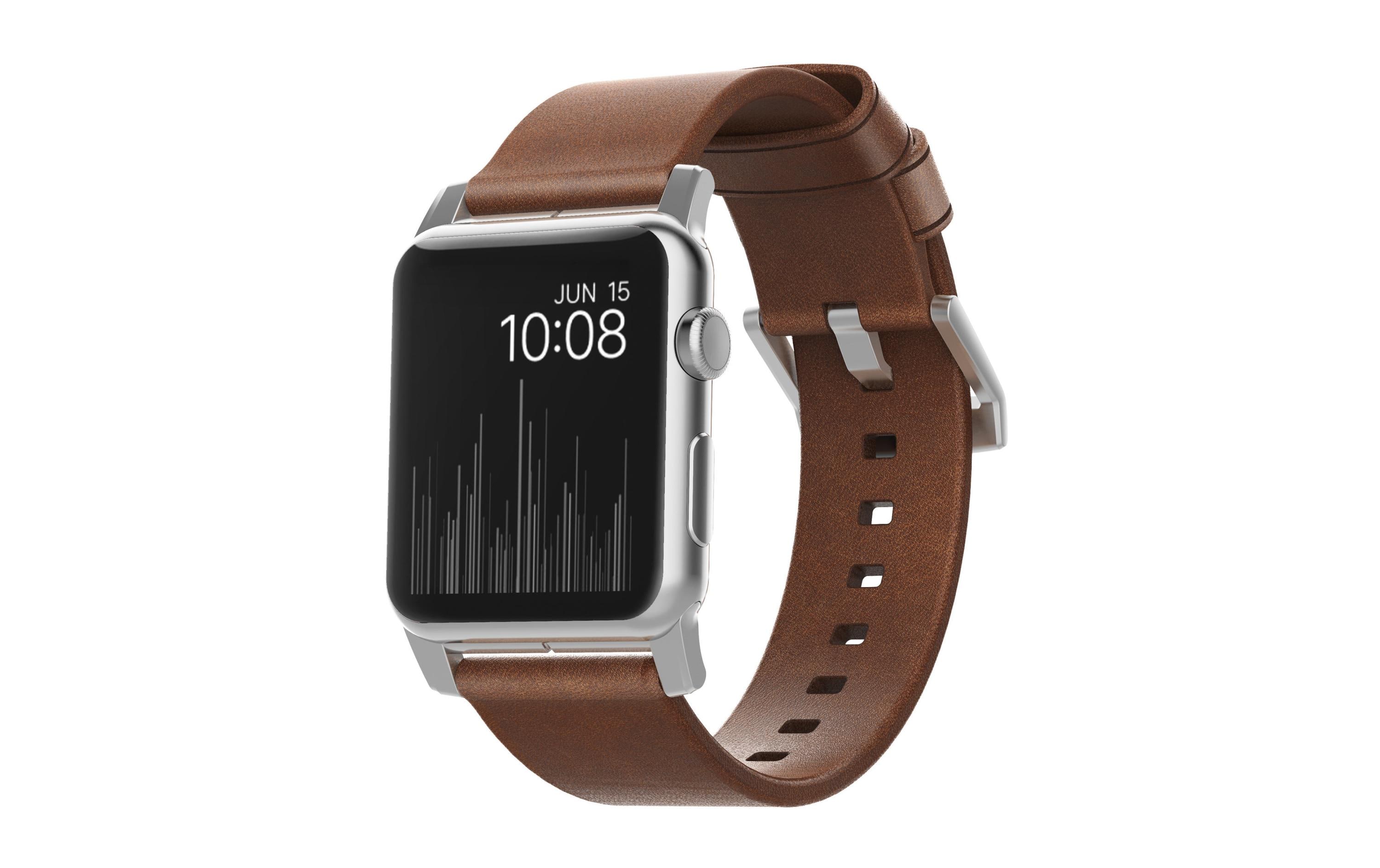 Lederarmband Modern Strap Apple Watch Braun/SilberPremium-Lederarmband für die Apple Watch