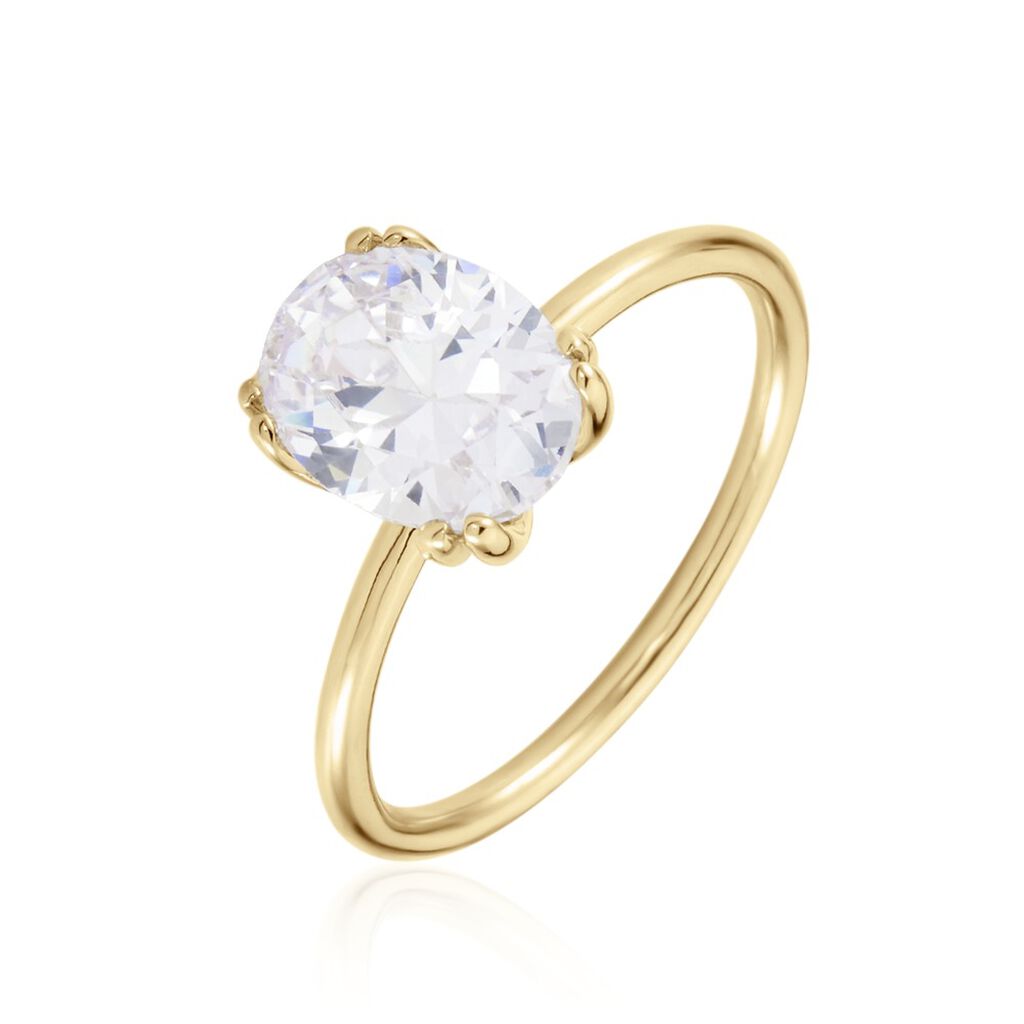 Bague Solitaire Plaqué Or Liber Oxyde De Zirconium