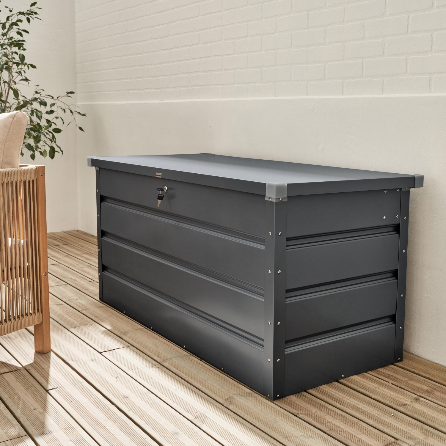 Coffre de jardin en métal - detroit- 385l anthracite