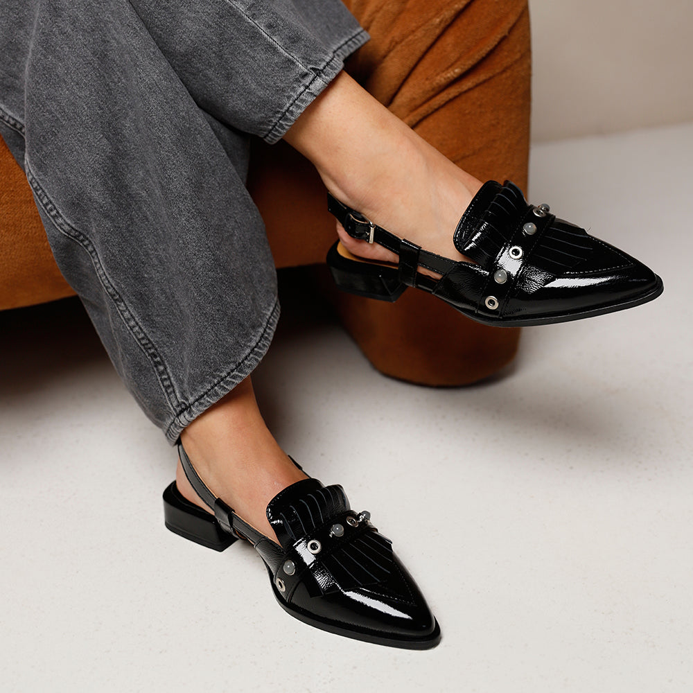 VIA VAI zwarte slingbacks Jazz Tammi