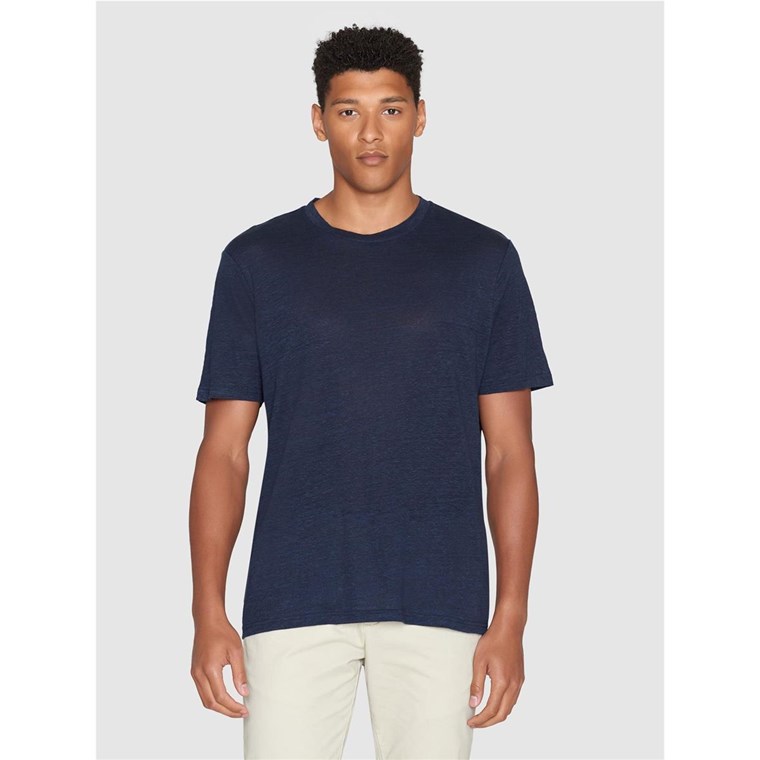 KnowledgeCotton Apparel Linen T-Shirt Total Eclipse