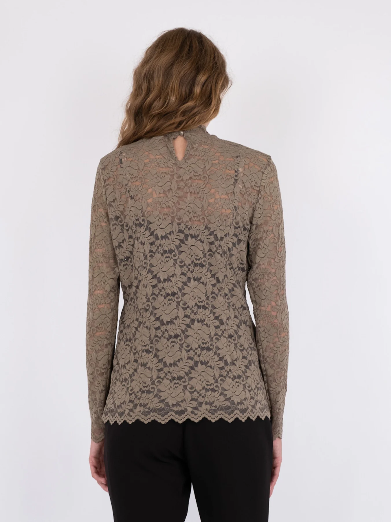 Neo Noir Liza Laceflower Blouse dark taupe