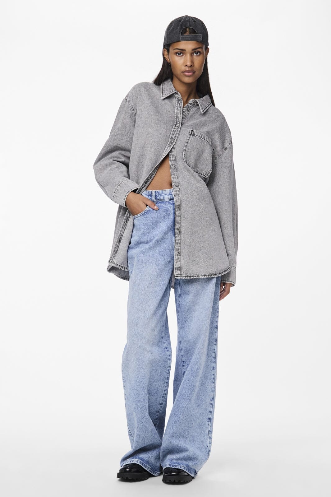 Pieces Pcmaisie Ls Denim Shirt 4721993 grey denim
