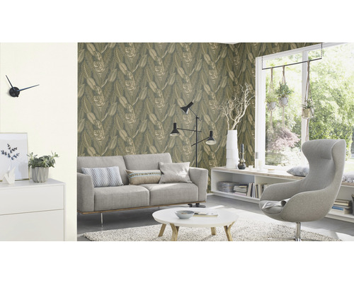 Vliesbehang 751826 bladeren groen