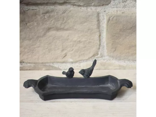 Mangeoire à oiseaux abreuvoir jardin fonte grise 30cm