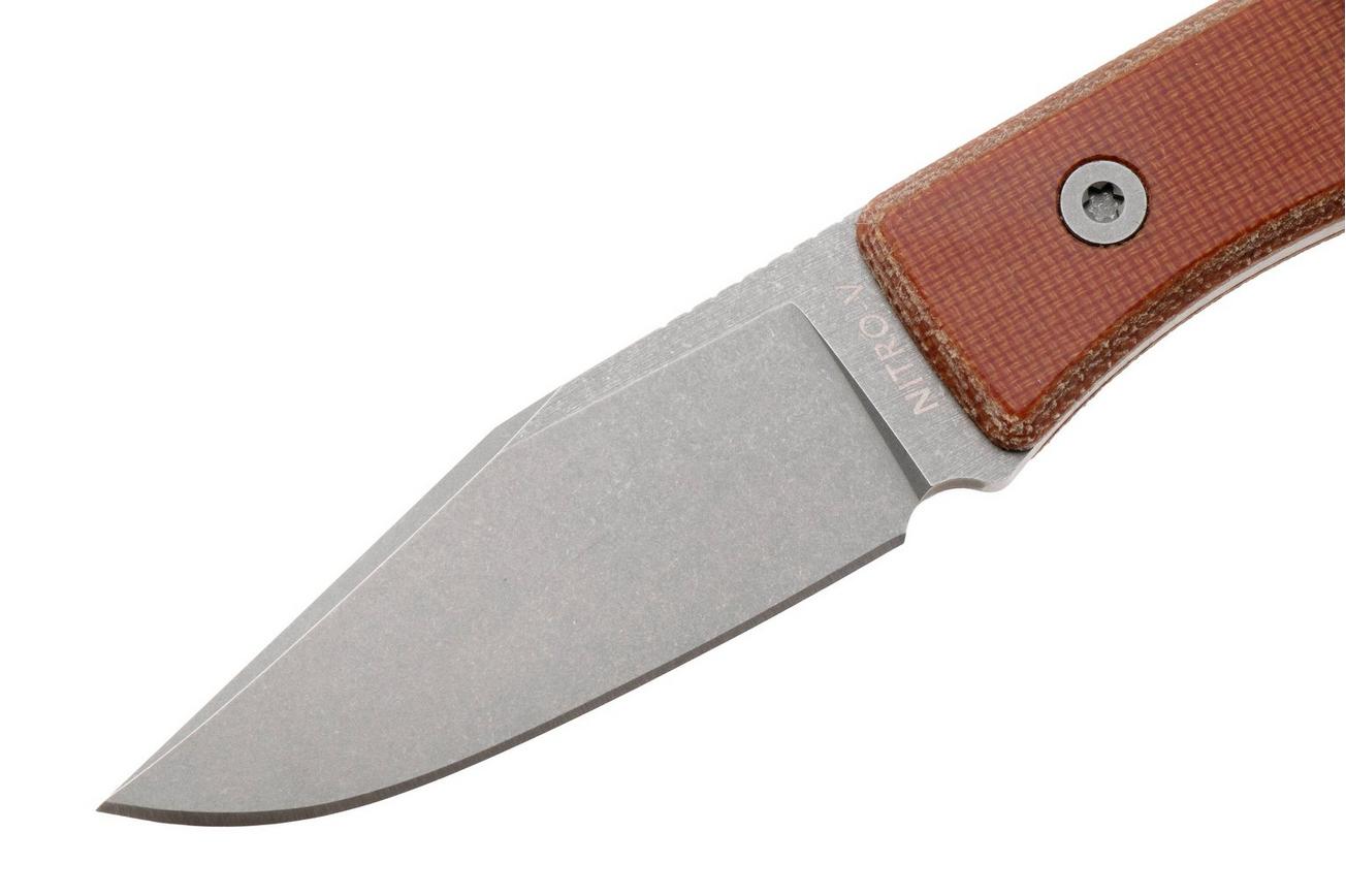 Big Idea Design USA Lookout USA-LO-NAT-NITROV, Stonewashed Nitro-V, Natural Micarta vaststaand mes, Mak Kelsay design